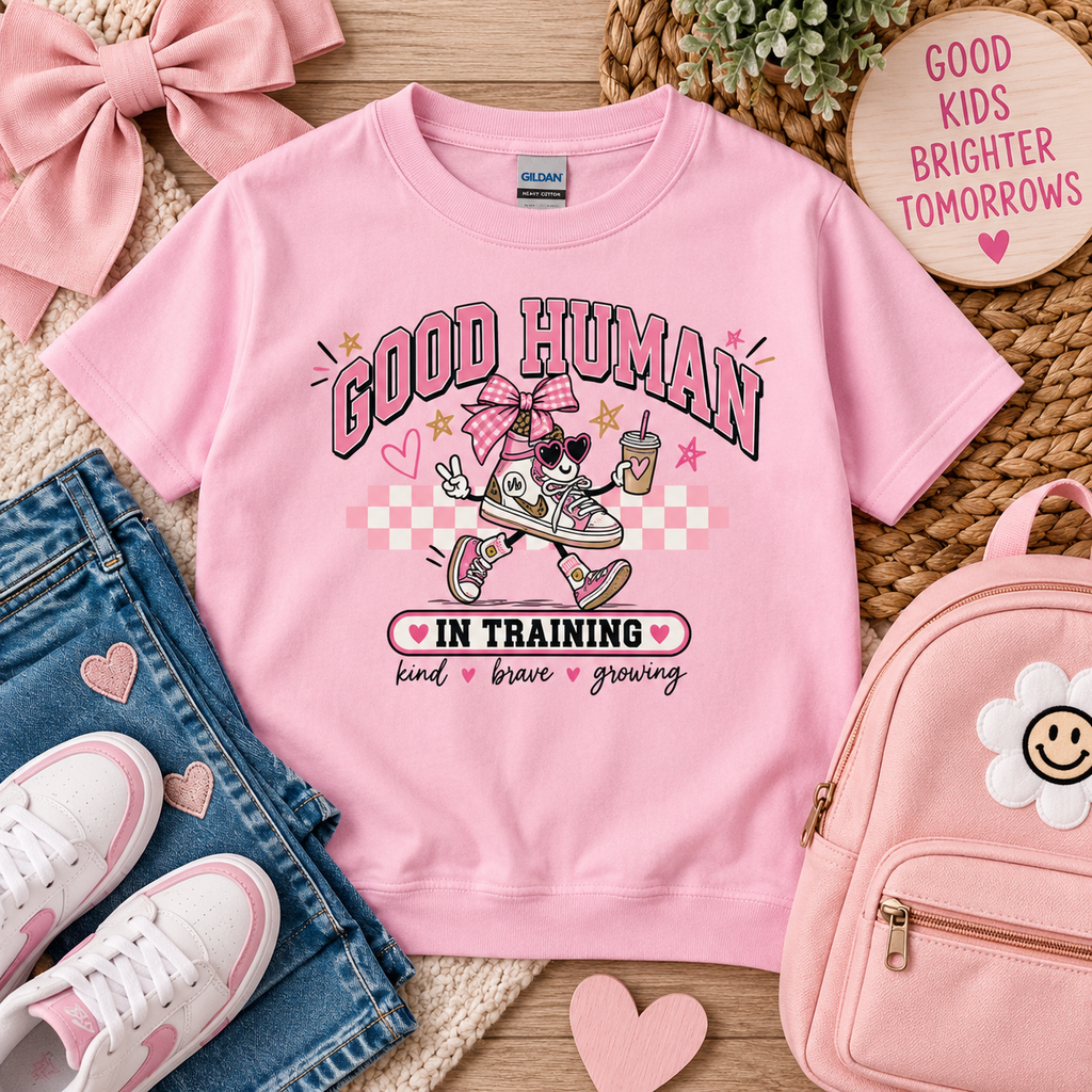 Good Human in Training — Girls Kids Tee